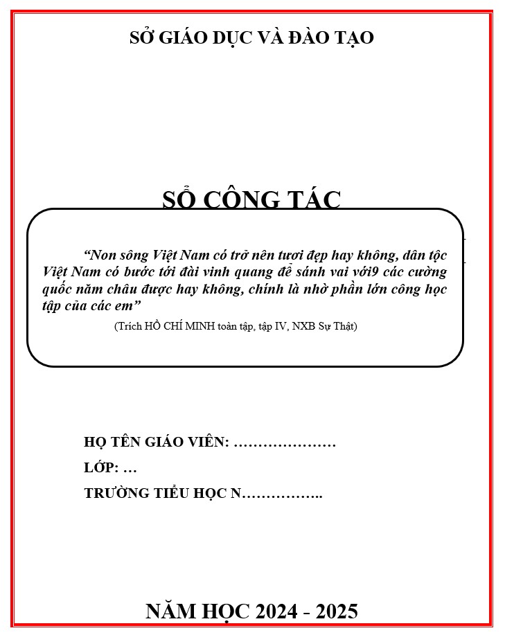 Sổ công tác giáo viên chủ nhiệm tiểu học, sổ chủ nhiệm tiểu học mới nhất NĂM 2024-2025